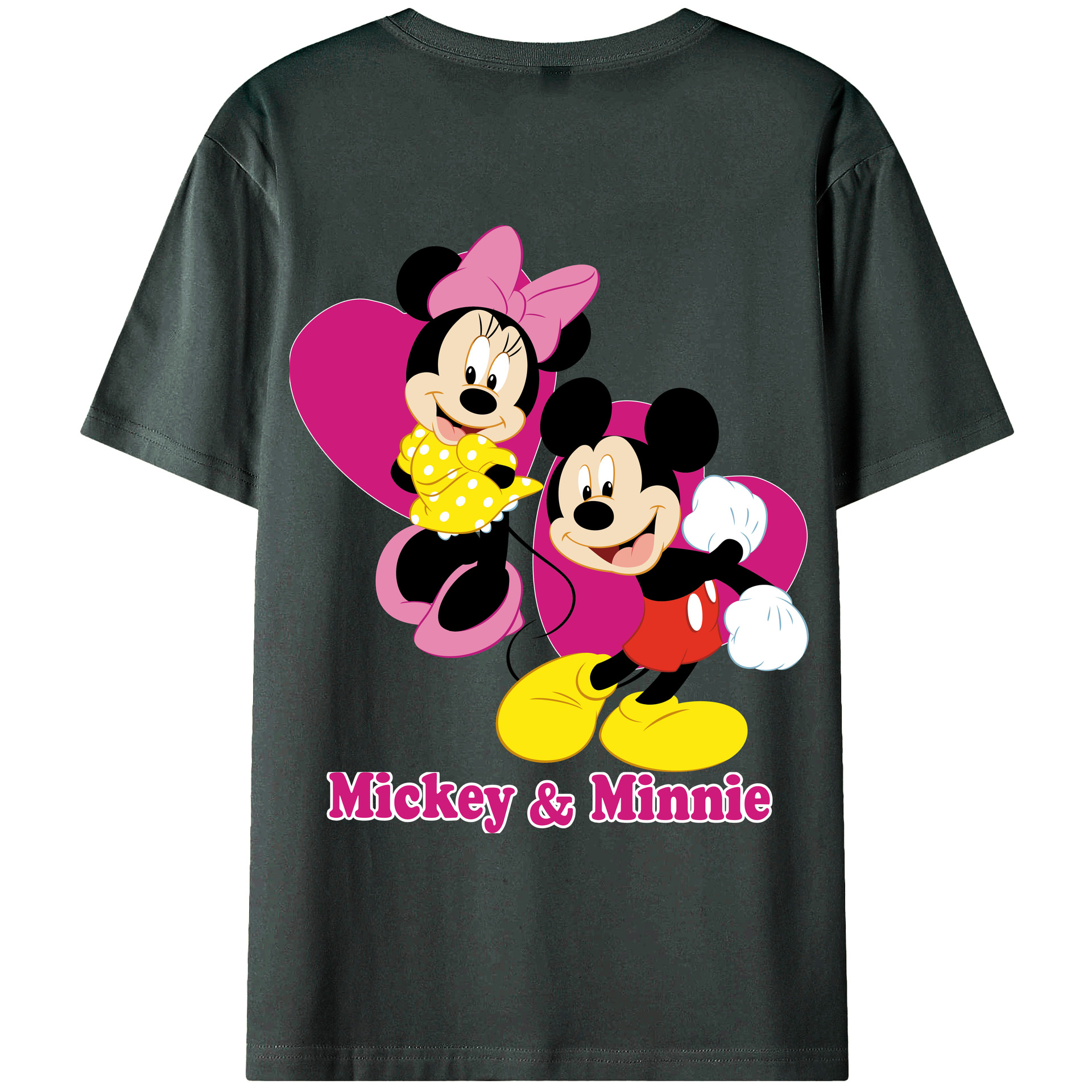 ミッキーマウス Mickey Mouse 綿100％ メンズ半袖Tシャツ（バックプリント） 通気性